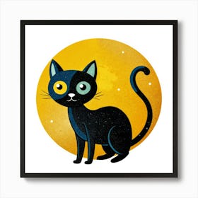 Black Cat On The Moon Art Print