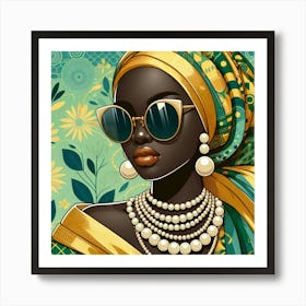 African Woman In Sunglasses 18 Art Print