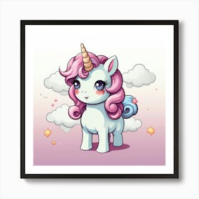 Unicorn With Rainbow Mane 38 Art Print