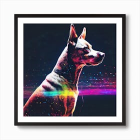 Dog With Rainbow Lights Art Print