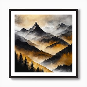 Abstract Golden Mountain (6) Art Print