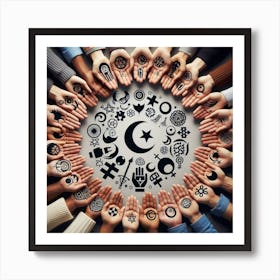 Islamic Symbols On Hands Art Print