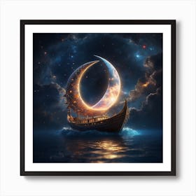 Moon And Star Art Print