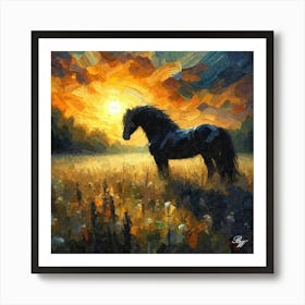 Black Stallion Abstract Oil Texture 2 Art Print