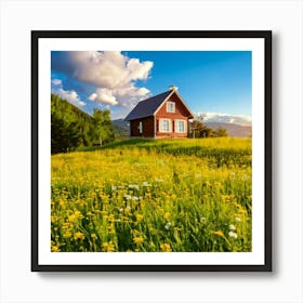 Firefly Charming House In A Blooming Summer Meadow 68047 (2) Art Print