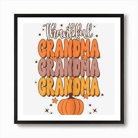 Womens Thankful Grandma Family Thanksgiving Matching Group Pumpkin Art Print