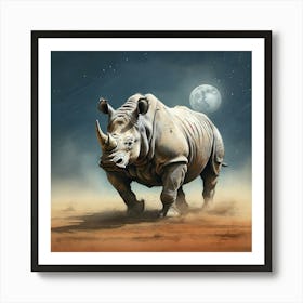 Rhino In The Desert Póster