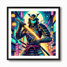 Samurai Cyber Punk Art Print
