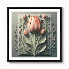 Decorated paper and tulip flower 11 Art Print