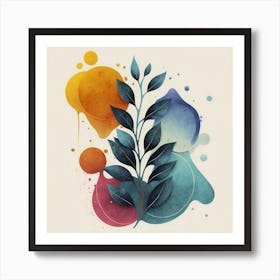 Modern Minimalist Plant Drawings With Watercolor(3) Art Print