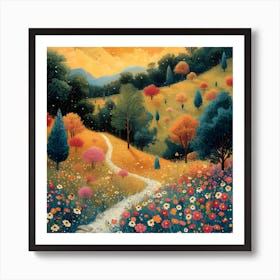 Vibrant Colorful Walkway Filled With Nature Art Print