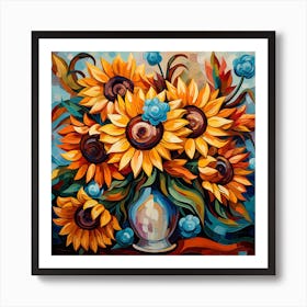 Sunflowers In A Vase 3 Art Print