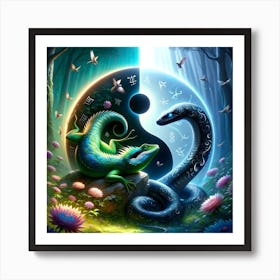 Yin And Yang Snake Art Print