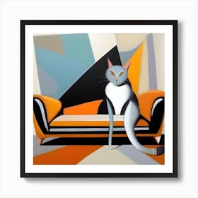 Cat On Couch 6 Art Print