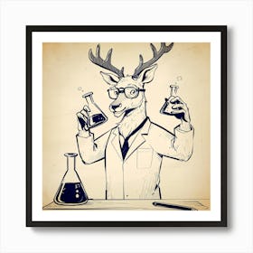 Deer In Lab Coat 4 Art Print