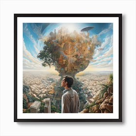 Man Looking At A City Art Print