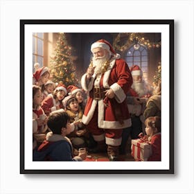 Santa Claus With Children Art Print