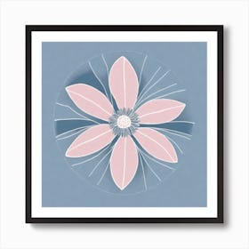 A White And Pink Flower In Minimalist Style Square Composition 298 Art Print