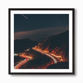 Highway At Night Art Print