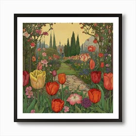 Tulips In The Garden 28 Art Print