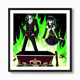 Anime Emo Couple Art Print