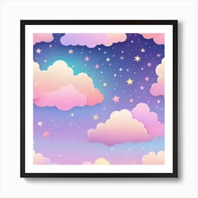 Sky With Twinkling Stars In Pastel Colors Square Composition 54 Art Print