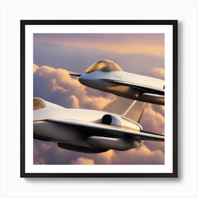 Two Fighter Jets Flying In The Sky 3 Art Print