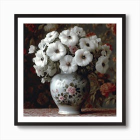 White Flowers In A Vase Art Print