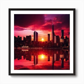 Sunset In New York City Art Print