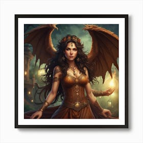 Demon Dragon Woman Art Print