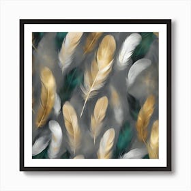 Gold Feathers 1 Art Print