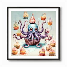 Octopus Cupcake 1 Art Print