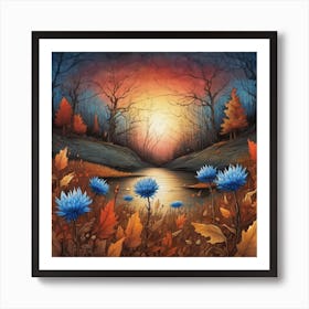 Sunset In The Woods 1 Art Print