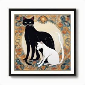 Black And White Cats Art Print