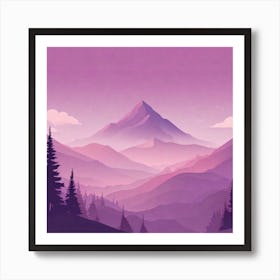 Misty mountains background in purple tone 83 Art Print