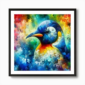 Abstract Puzzle Art Penguin 5 Art Print