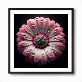 Pink Flower With Water Droplets Art Print