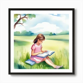 Girl Reading A Book Poster