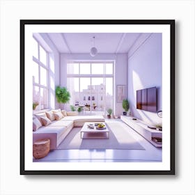 White Living Room Art Print