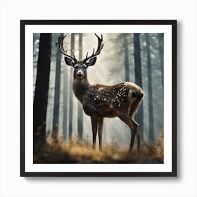 Deer In The Forest 219 Art Print