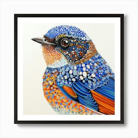 Blue And Orange Bird Art Print