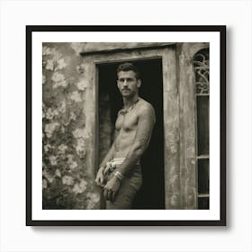 Shirtless Man In Doorway - Filipo Ecco Art Print