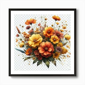 Autumn Flowers Png Art Print