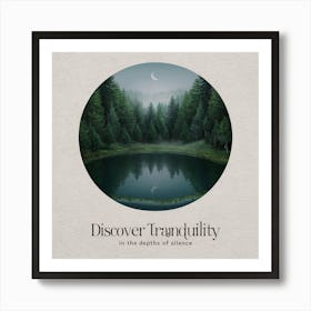 Tranquil Silence: Serene Forest Lake with Moonlit Reflections 3 Art Print