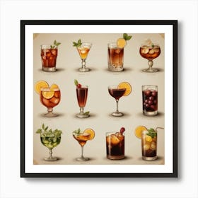 Default Drinks In The Style Of Different Historical Epochs Aes 3 Art Print