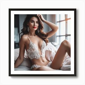 beautiful woman in lingerie 6 Art Print