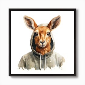 Watercolour Cartoon Saiga In A Hoodie Art Print