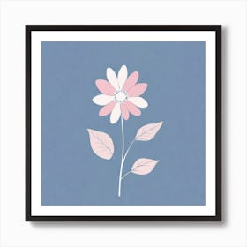 A White And Pink Flower In Minimalist Style Square Composition 502 Art Print