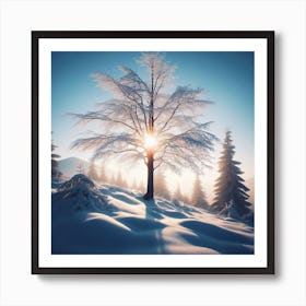 Tree In The Snow Art Print