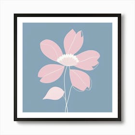 A White And Pink Flower In Minimalist Style Square Composition 602 Art Print